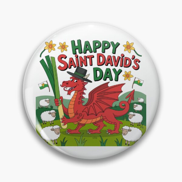 Item preview, Happy St David's Day Cute Red Welsh Dragon designed and sold by Midnight Veil Designs.
