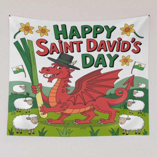 Item preview, Happy St David's Day Cute Red Welsh Dragon designed and sold by Midnight Veil Designs.