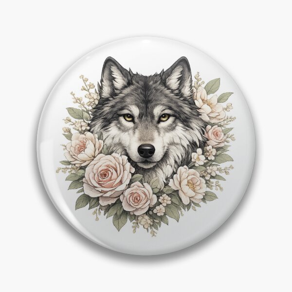 Item preview, Wolf With Flowers | Cottagecore Botanical Wolf Aesthetic designed and sold by Hydravisions.