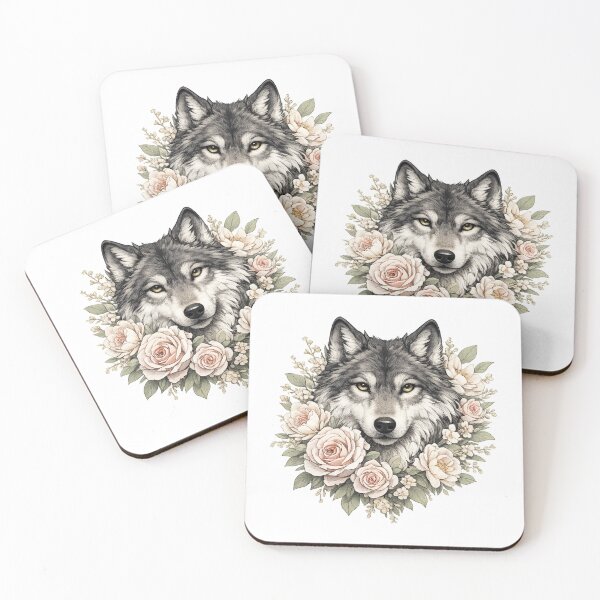 Item preview, Wolf With Flowers | Cottagecore Botanical Wolf Aesthetic designed and sold by Hydravisions.