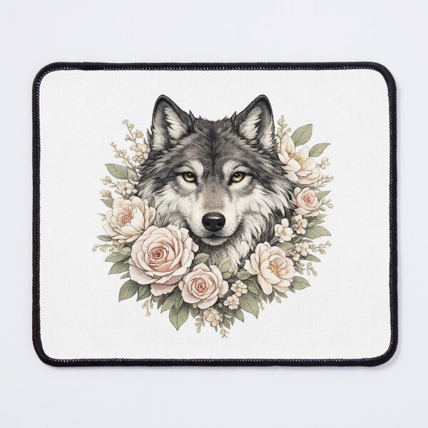 Item preview, Wolf With Flowers | Cottagecore Botanical Wolf Aesthetic designed and sold by Hydravisions.