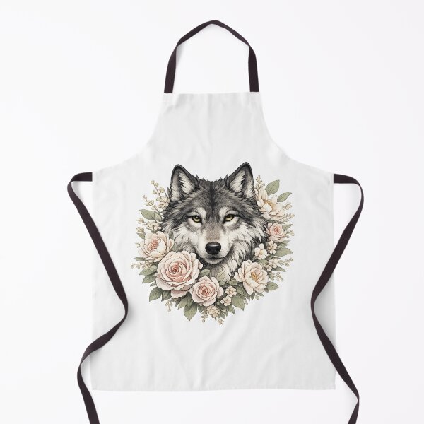 Item preview, Wolf With Flowers | Cottagecore Botanical Wolf Aesthetic designed and sold by Hydravisions.