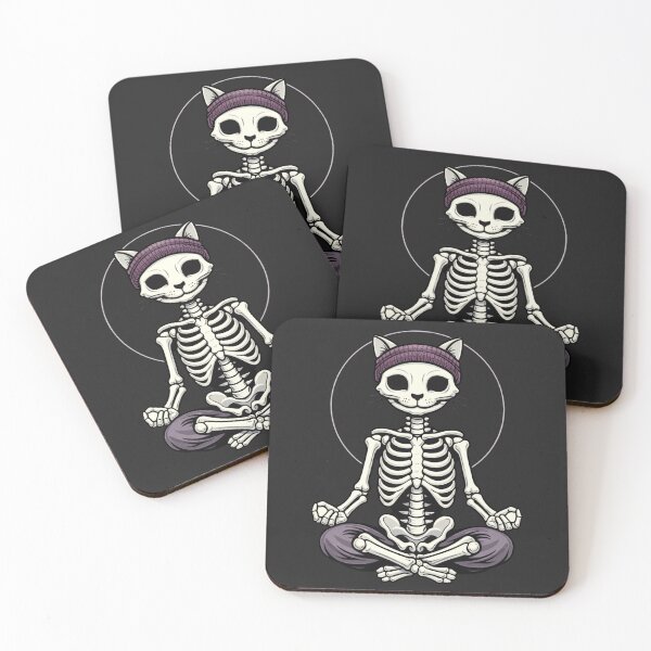 Item preview, Yoga Cat Skeleton – Minimal Wellness Meditation Aesthetic Art designed and sold by ColorSplash123.