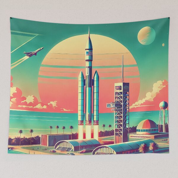 Item preview, Retro Atomic Futuristic Space Age New Florida Launch Site designed and sold by Lee Hiller Designs.