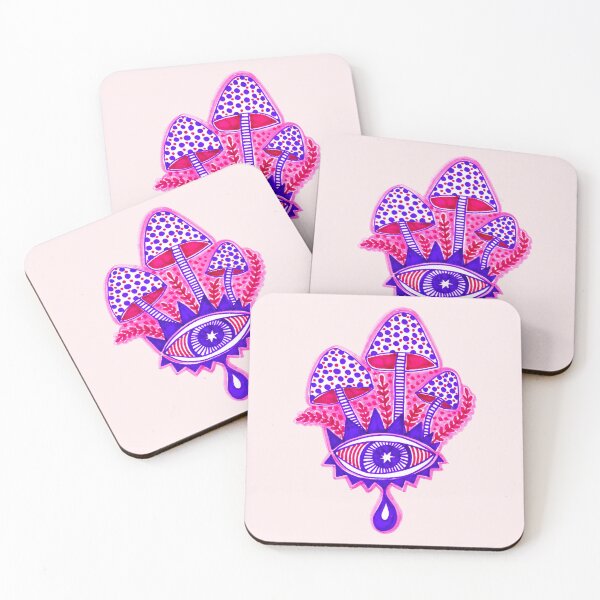 Item preview, Ojo Surrealista y Setas Psicodélicas en Magenta y Violeta designed and sold by Lienzo Cósmico.