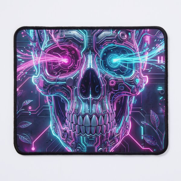 Item preview, Cyberpunk Biomechanical Skull Neon Floral 2026 designed and sold by MarCinu Art.