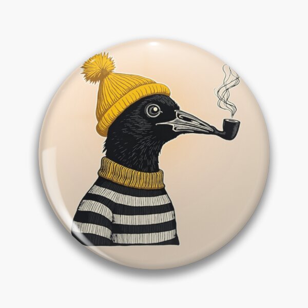 Item preview, The Academic Smoking Crow – Linocut Style Illustration designed and sold by PriyaMagic.
