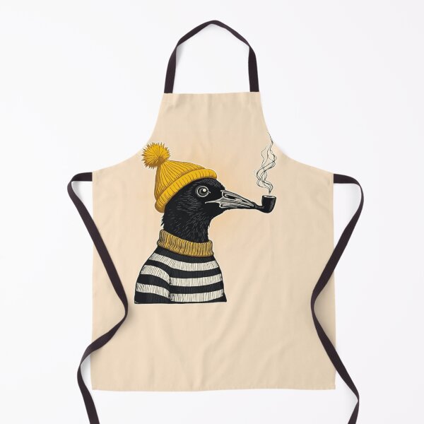 Item preview, The Academic Smoking Crow – Linocut Style Illustration designed and sold by PriyaMagic.