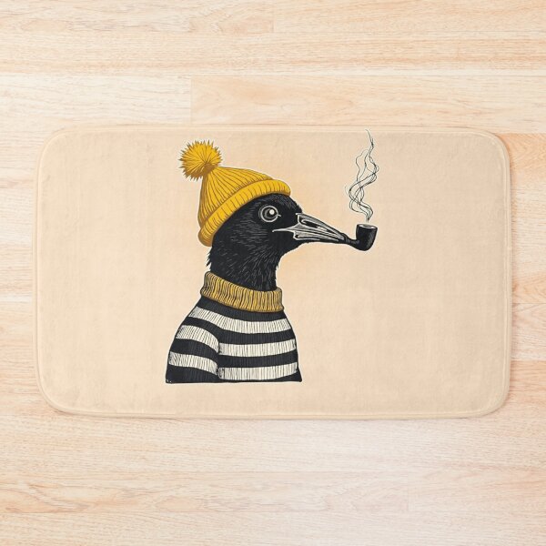 Item preview, The Academic Smoking Crow – Linocut Style Illustration designed and sold by PriyaMagic.