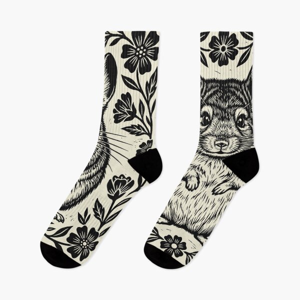 Item preview, Floral Chinchilla Linocut Style Rodent Forestcore  designed and sold by Y-Vibes.