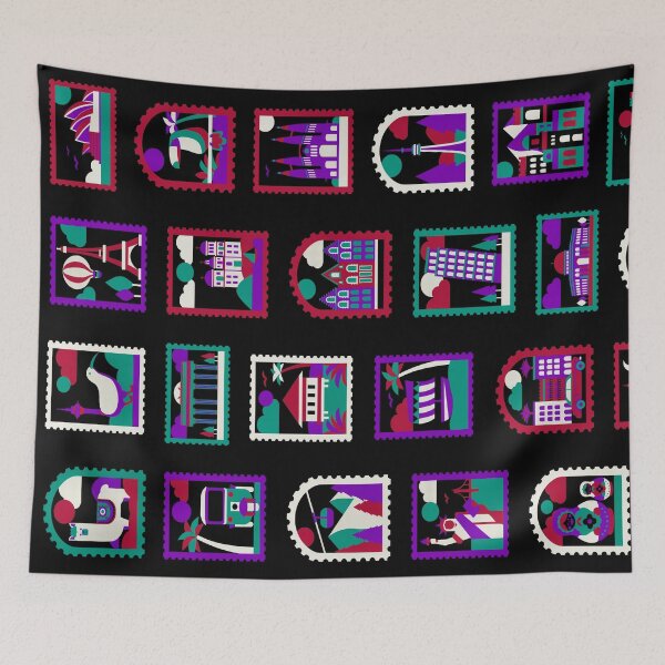 Item preview, Global Getaway Stamp Art - Midnight Wanderlust designed and sold by PunjabanJatti.