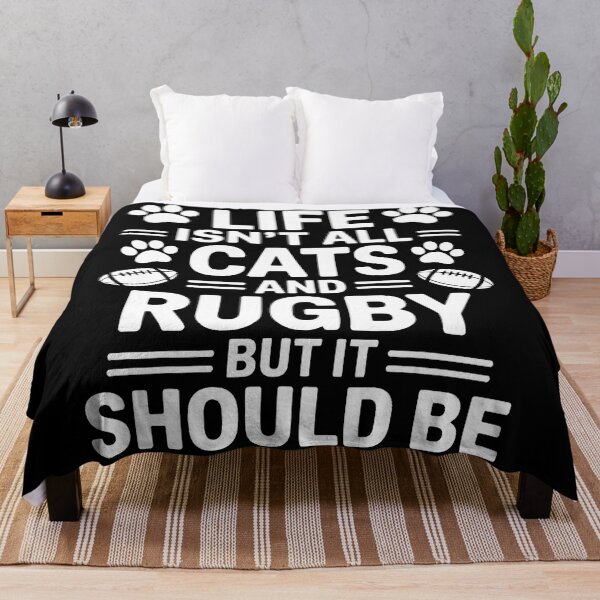 Item preview, Life Isn’t All Cats And Rugby But It Should Be Funny Cat Rugby Quote designed and sold by GabrieSketcham.