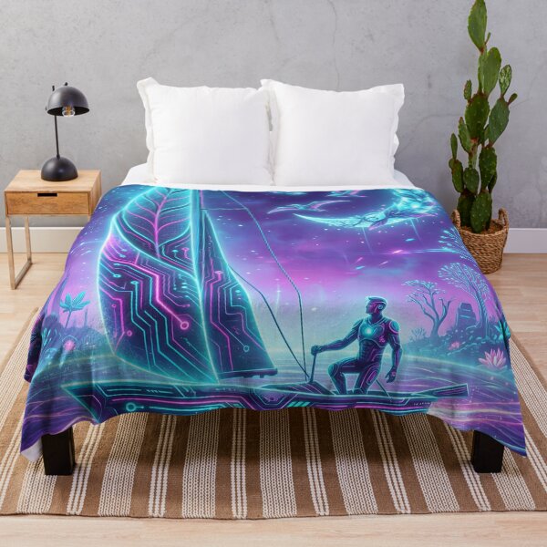 Item preview, Neon Cyberpunk Sailboat Solarpunk Ocean Art designed and sold by MarCinu Art.
