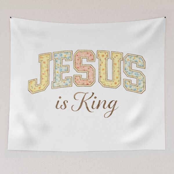 Item preview, Jesus is King - Floral Vintage Christian Pastel Pattern designed and sold by Blood Washed Apparel.