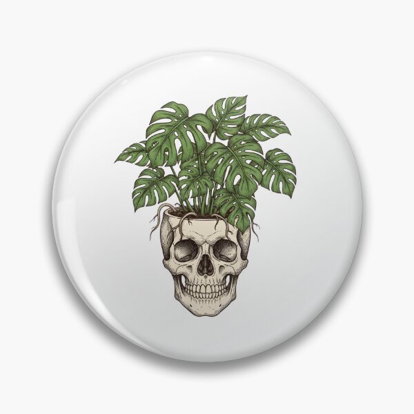 Item preview, Vintage Botanical Monstera Skull Flower Pot designed and sold by Kvarny.