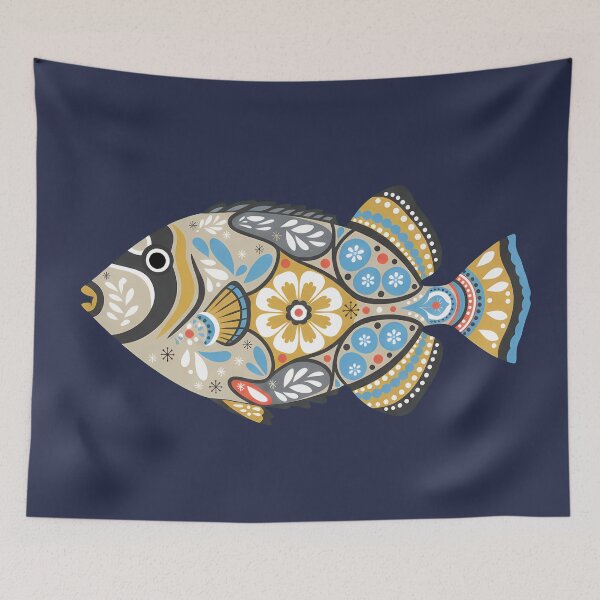 Item preview, Colorful Picasso Triggerfish – Folk Art by heidiannemorris © designed and sold by FOLK ART FUSION by heidiannemorris.
