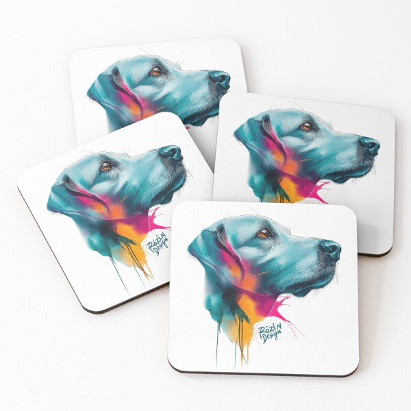 Item preview, Elegant Dog Side Profile – Turquoise Pink Ink Splash designed and sold by Rozin-Design.