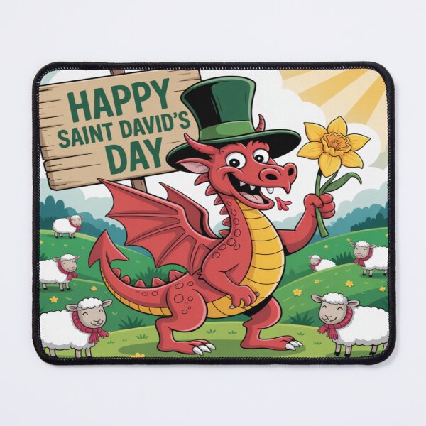 Item preview, Happy St David's Day Cute Red Welsh Dragon designed and sold by Midnight Veil Designs.