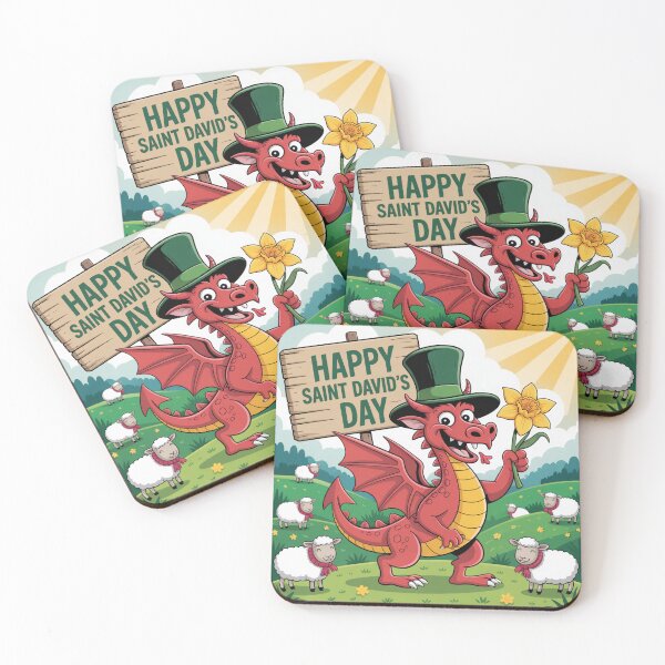 Item preview, Happy St David's Day Cute Red Welsh Dragon designed and sold by Midnight Veil Designs.