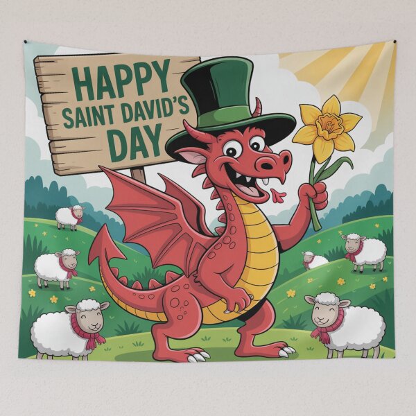 Item preview, Happy St David's Day Cute Red Welsh Dragon designed and sold by Midnight Veil Designs.