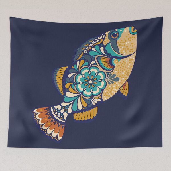 Item preview, Colorful Picasso Triggerfish – Folk Art by heidiannemorris © designed and sold by FOLK ART FUSION by heidiannemorris.