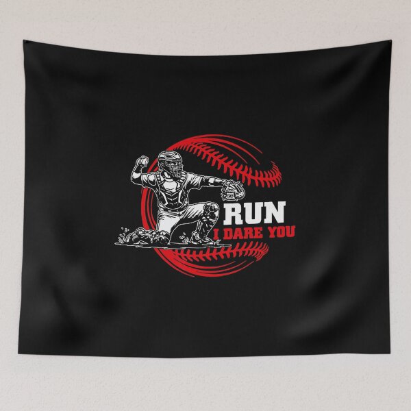 Item preview, RUN I DARE YOU Vintage Baseball Catcher Funny Competitive Sports  designed and sold by miaa-artistshop.
