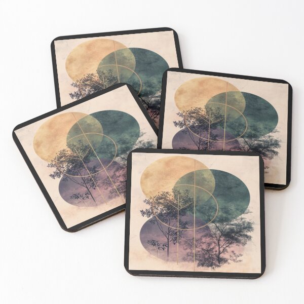 Item preview, Drawing of Colorful Circles Embrace Forest Silhouettes  designed and sold by NivyasArtistry.