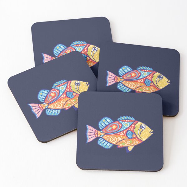 Item preview, Colorful Picasso Triggerfish – Folk Art by heidiannemorris © designed and sold by FOLK ART FUSION by heidiannemorris.