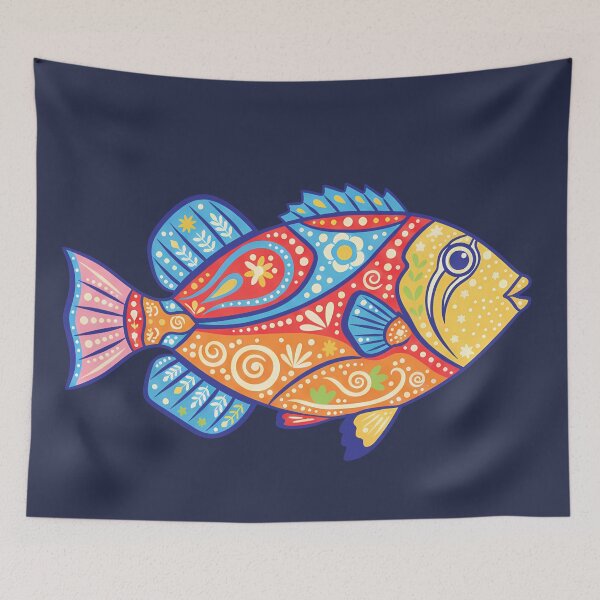 Item preview, Colorful Picasso Triggerfish – Folk Art by heidiannemorris © designed and sold by FOLK ART FUSION by heidiannemorris.