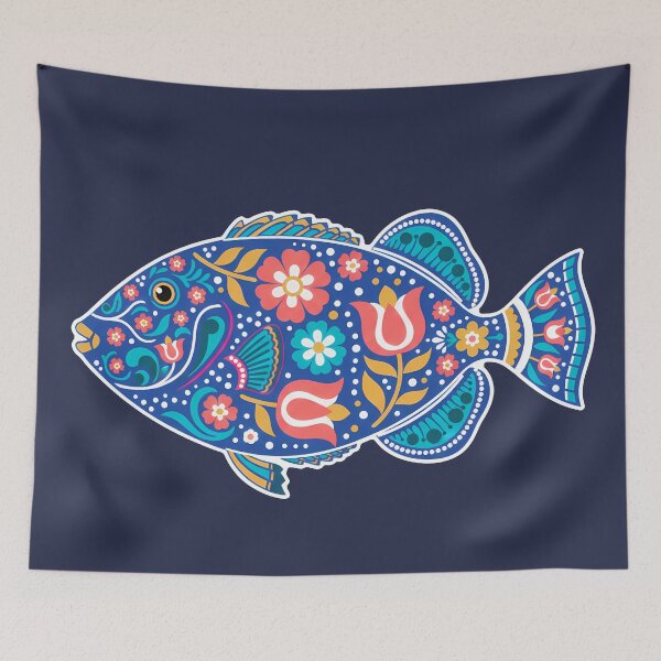 Item preview, Colorful Picasso Triggerfish – Folk Art by heidiannemorris © designed and sold by FOLK ART FUSION by heidiannemorris.