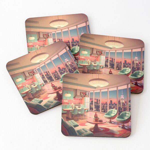 Item preview, Retro Atomic Futuristic Penthouse Apartment Night  designed and sold by Lee Hiller Designs.