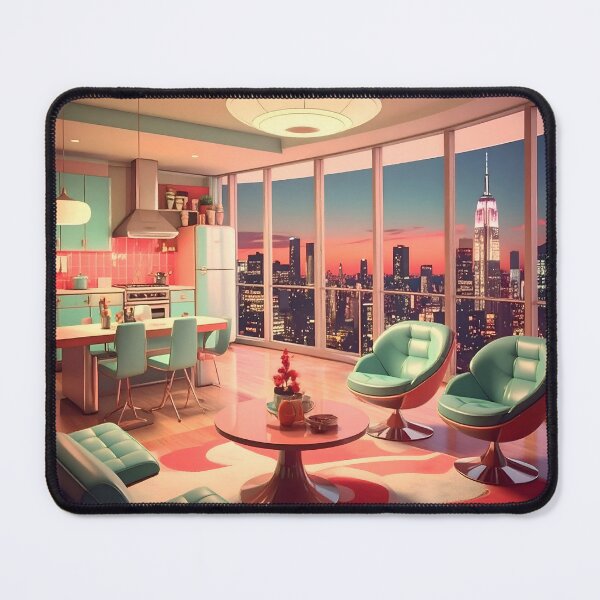 Item preview, Retro Atomic Futuristic Penthouse Apartment Night  designed and sold by Lee Hiller Designs.