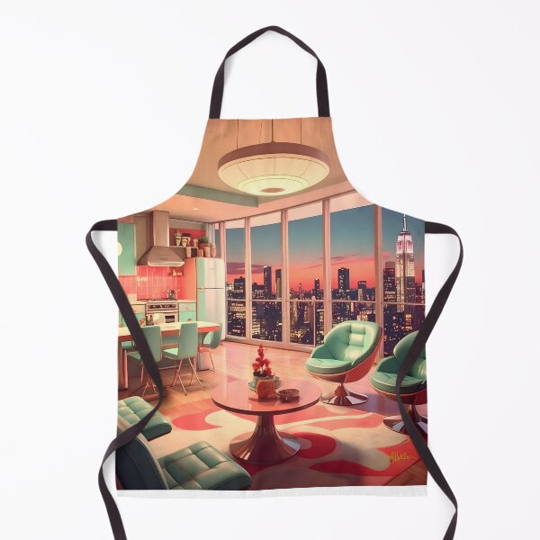 Aperçu de l'œuvre Appartement penthouse rétro atomique futuriste Nuit créée et vendue par Lee Hiller Designs.