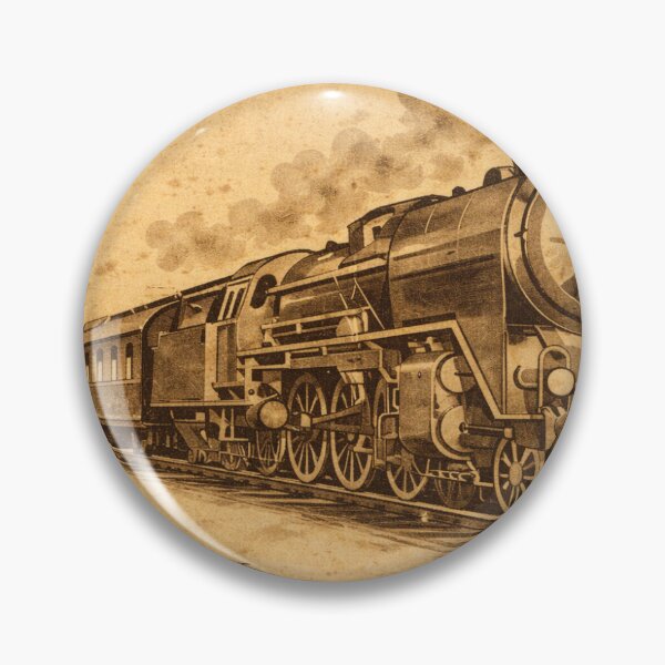 Item preview, Vintage Sepia Steam Locomotive Illustration designed and sold by RacerXToys.