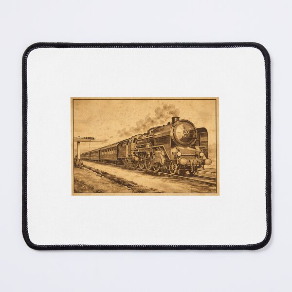 Item preview, Vintage Sepia Steam Locomotive Illustration designed and sold by RacerXToys.