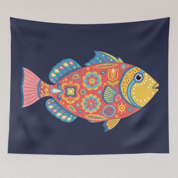 Item preview, Colorful Picasso Triggerfish – Folk Art by heidiannemorris © designed and sold by FOLK ART FUSION by heidiannemorris.