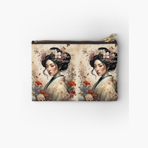 Item preview, Traditional Japanese Geiko portrait, painting, floral, vintage designed and sold by Coolparrotgirl.