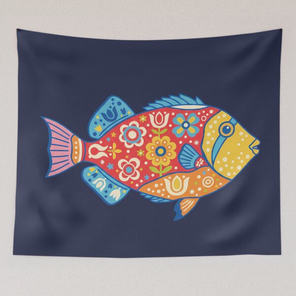 Item preview, Colorful Picasso Triggerfish – Folk Art by heidiannemorris © designed and sold by FOLK ART FUSION by heidiannemorris.
