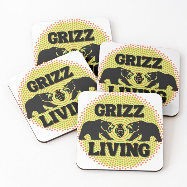 Artikelvorschau, Grizz Living – Retro-Halbton-Grizzlybär-Design entworfen und verkauft von MikesLab.