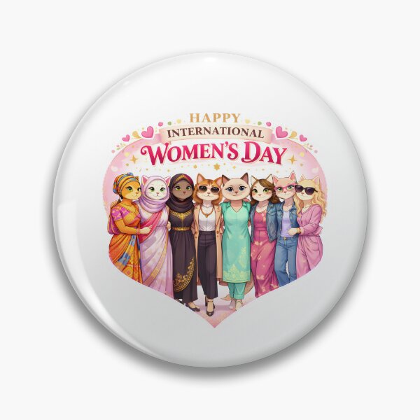 Item preview, Happy International Women’s Day – Heart Unity Cat Sticker designed and sold by MoodPawsCo.