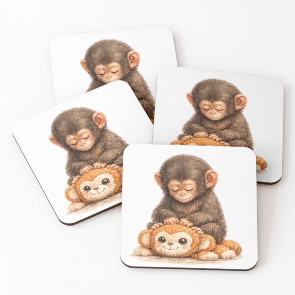 Item preview, Cute Baby Monkey Cuddling Toy Primate Lover designed and sold by artcultreone.