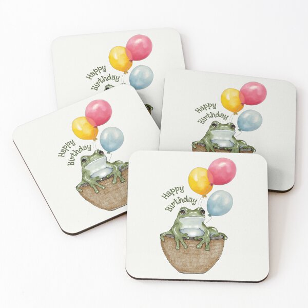 Item preview, Happy Birthday With FROG and BALLOONS designed and sold by JoyfulWhimsy.
