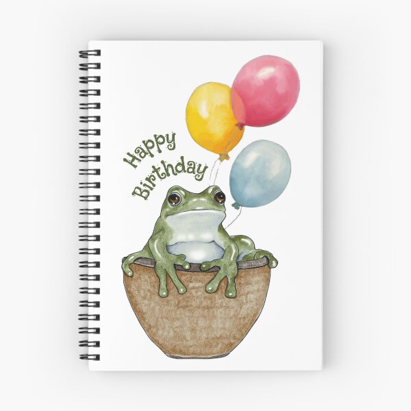 Item preview, Happy Birthday With FROG and BALLOONS designed and sold by JoyfulWhimsy.
