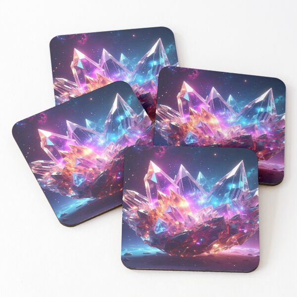 Item preview, Luminous Cosmic Crystal Peaks Space Landscape designed and sold by CrystalVanta.