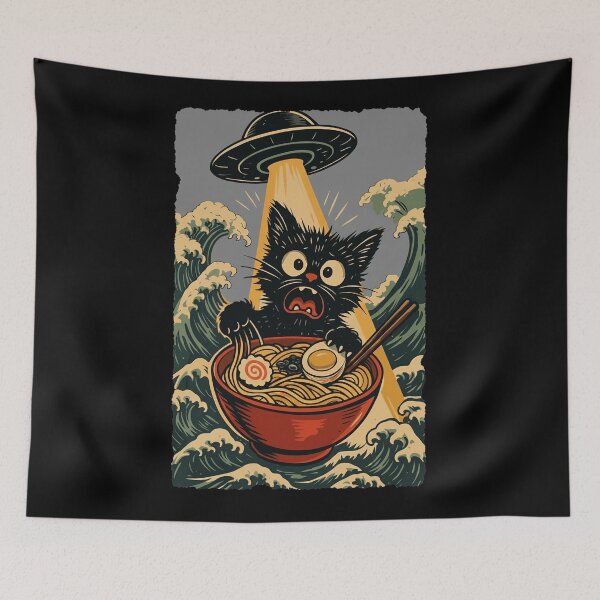 Item preview, Alien Cat Ramen Bowl Illustration designed and sold by JEFDodsonArt.