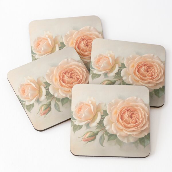 Item preview, Peach Rose Floral Wall Art – Romantic Neutral Botanical Canvas Painting designed and sold by DesignAnother.