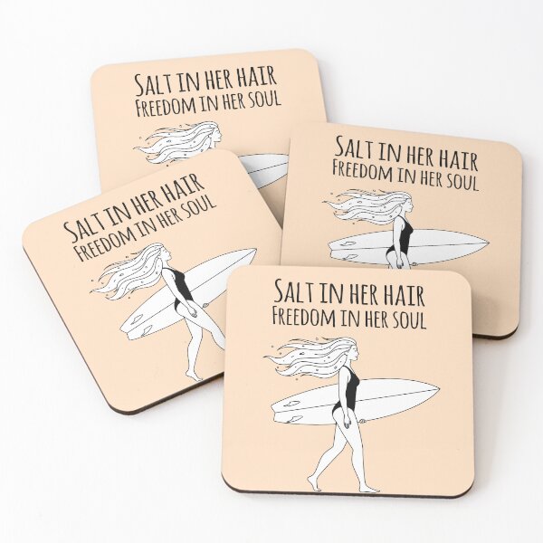 Item preview, Salt in Her Hair, Freedom in Her Soul – Surfer Girl Walking with Board designed and sold by Sea Gem.