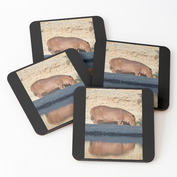 Item preview, Hippopotamus by the Water - Wildlife Reflection Photography designed and sold by AbulailArt.