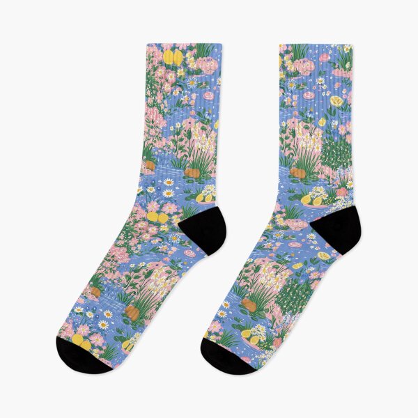 Item preview, Lemon Garden Pond Pattern — Cottagecore Floral Lake Print designed and sold by HotFluff.