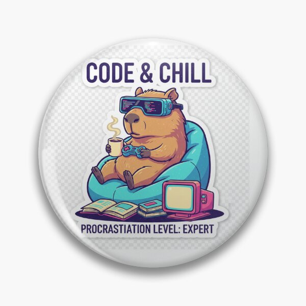 Item preview, Code and Chill Capybara - Procrastination Expert designed and sold by NixNeo.